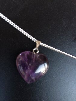 Hart hangertje van amethist / amethyst