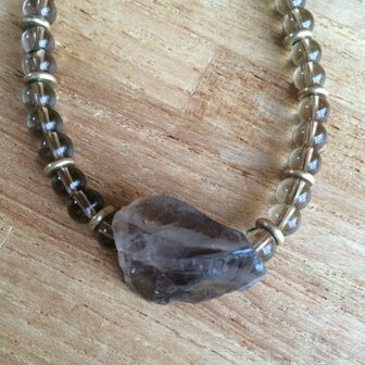 Mooie ketting van rookkwarts (smokey quartz) met grote rookkwarts