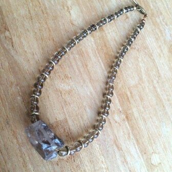 Mooie ketting van rookkwarts (smokey quartz) met grote rookkwarts