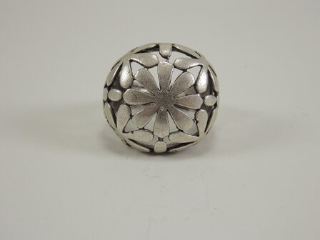 Geweldige silverplated verstelbare ring met bloemen