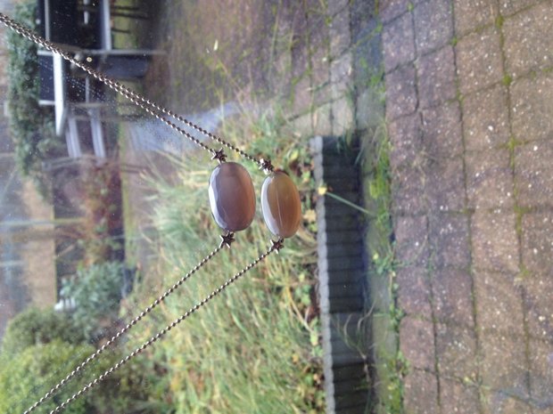 Ballchain met prachtige grote grijze agaat hangers met sterretjes