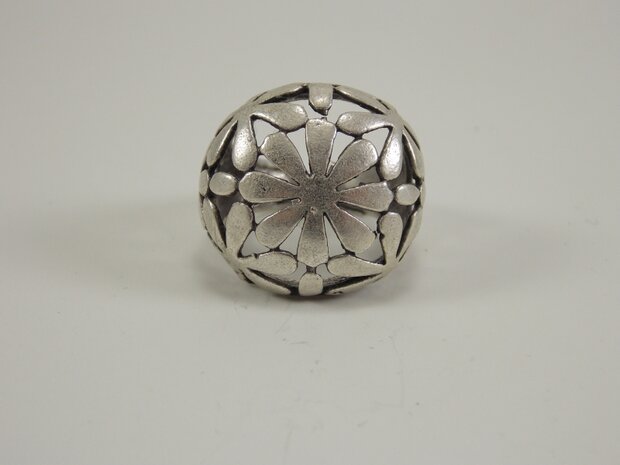 Geweldige silverplated verstelbare ring met bloemen